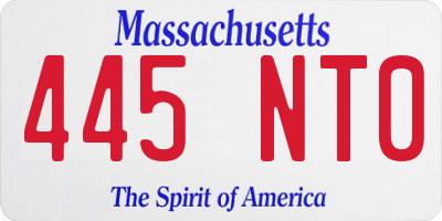 MA license plate 445NT0