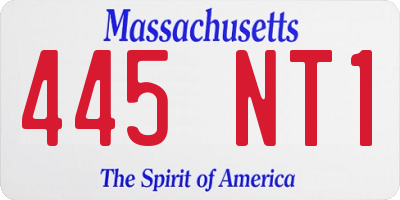MA license plate 445NT1