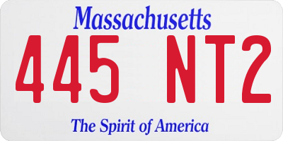 MA license plate 445NT2
