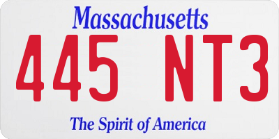 MA license plate 445NT3