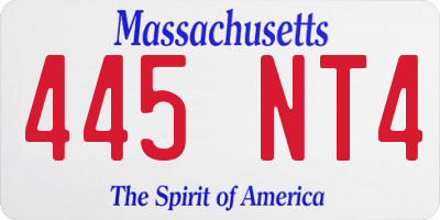 MA license plate 445NT4