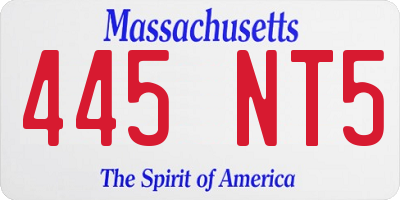 MA license plate 445NT5