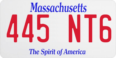 MA license plate 445NT6