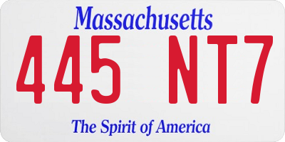 MA license plate 445NT7