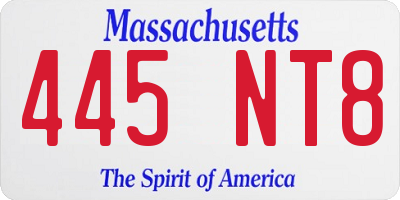 MA license plate 445NT8