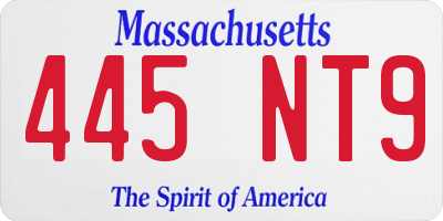 MA license plate 445NT9