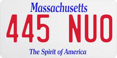 MA license plate 445NU0