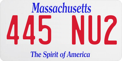 MA license plate 445NU2