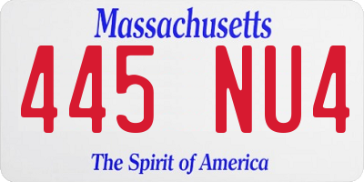MA license plate 445NU4
