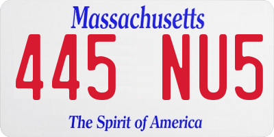 MA license plate 445NU5