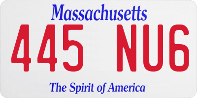 MA license plate 445NU6