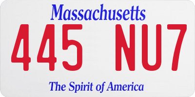 MA license plate 445NU7
