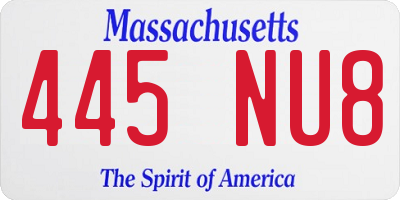 MA license plate 445NU8