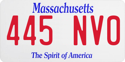 MA license plate 445NV0