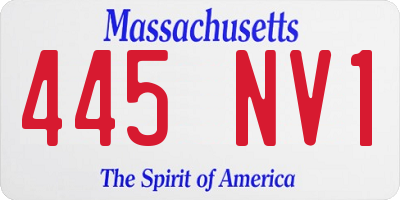MA license plate 445NV1