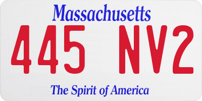 MA license plate 445NV2