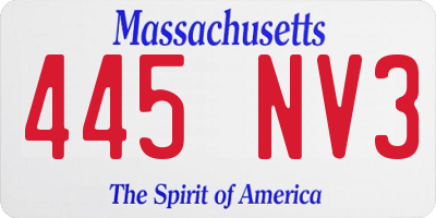 MA license plate 445NV3