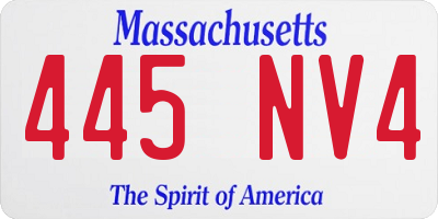 MA license plate 445NV4