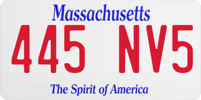 MA license plate 445NV5