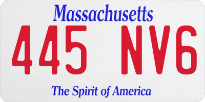 MA license plate 445NV6