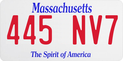 MA license plate 445NV7