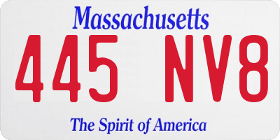 MA license plate 445NV8