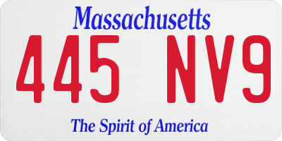 MA license plate 445NV9