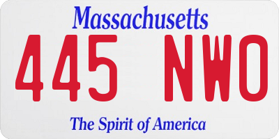 MA license plate 445NW0