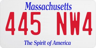 MA license plate 445NW4