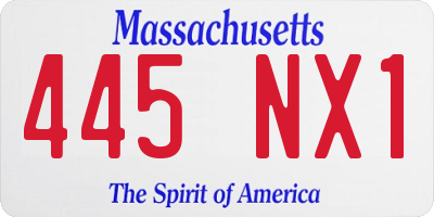 MA license plate 445NX1