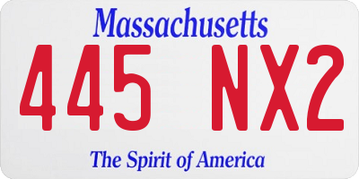 MA license plate 445NX2
