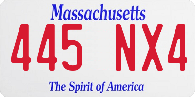 MA license plate 445NX4
