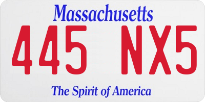 MA license plate 445NX5