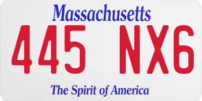 MA license plate 445NX6