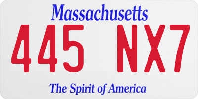 MA license plate 445NX7