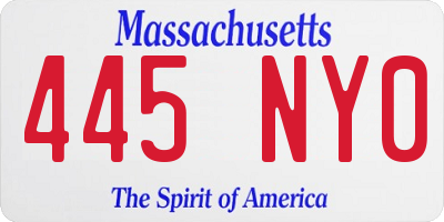 MA license plate 445NY0