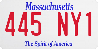 MA license plate 445NY1