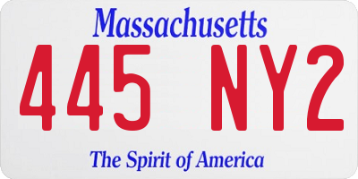 MA license plate 445NY2