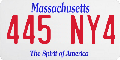 MA license plate 445NY4