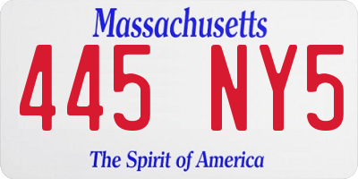 MA license plate 445NY5