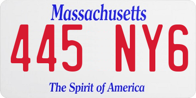 MA license plate 445NY6