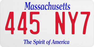 MA license plate 445NY7