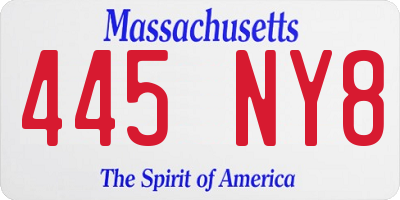 MA license plate 445NY8