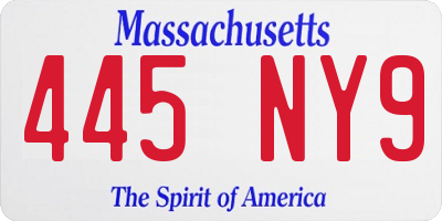 MA license plate 445NY9