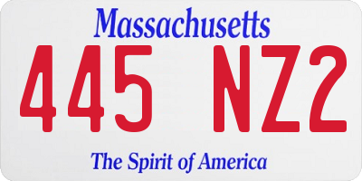MA license plate 445NZ2