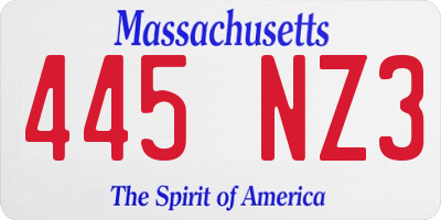 MA license plate 445NZ3