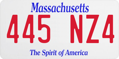 MA license plate 445NZ4