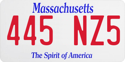 MA license plate 445NZ5