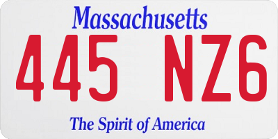 MA license plate 445NZ6