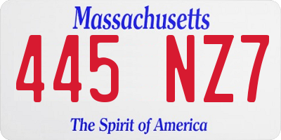 MA license plate 445NZ7